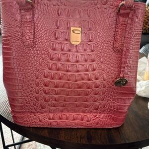 Brahmin Pink Crocodile Embossed Tote